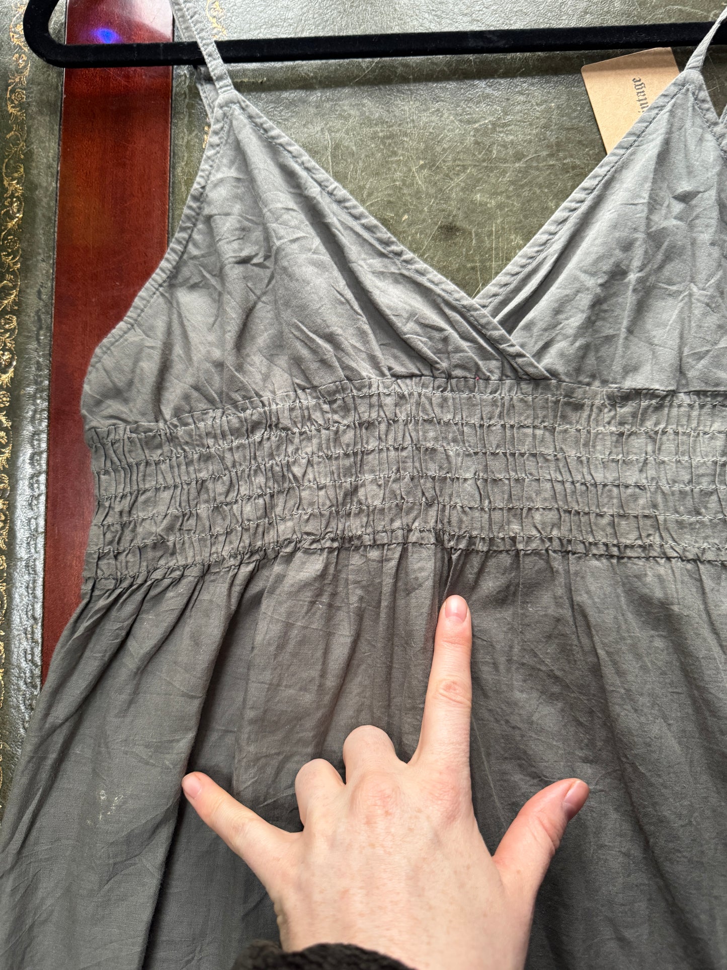 Khaki tiered dress - size M
