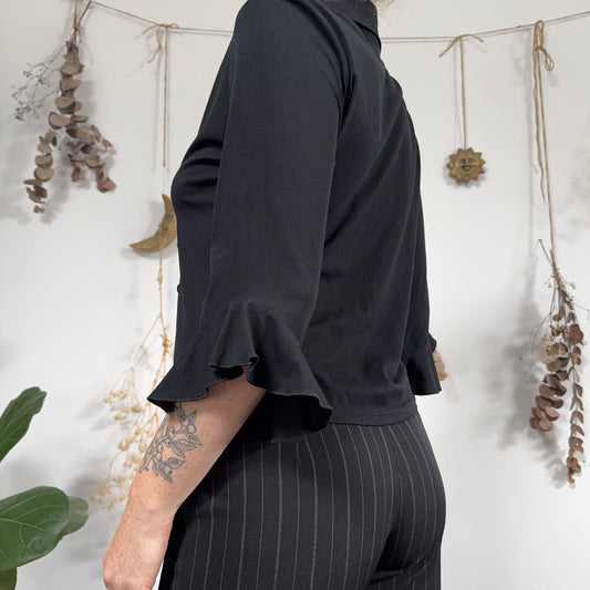 Black ruffle blouse - size L