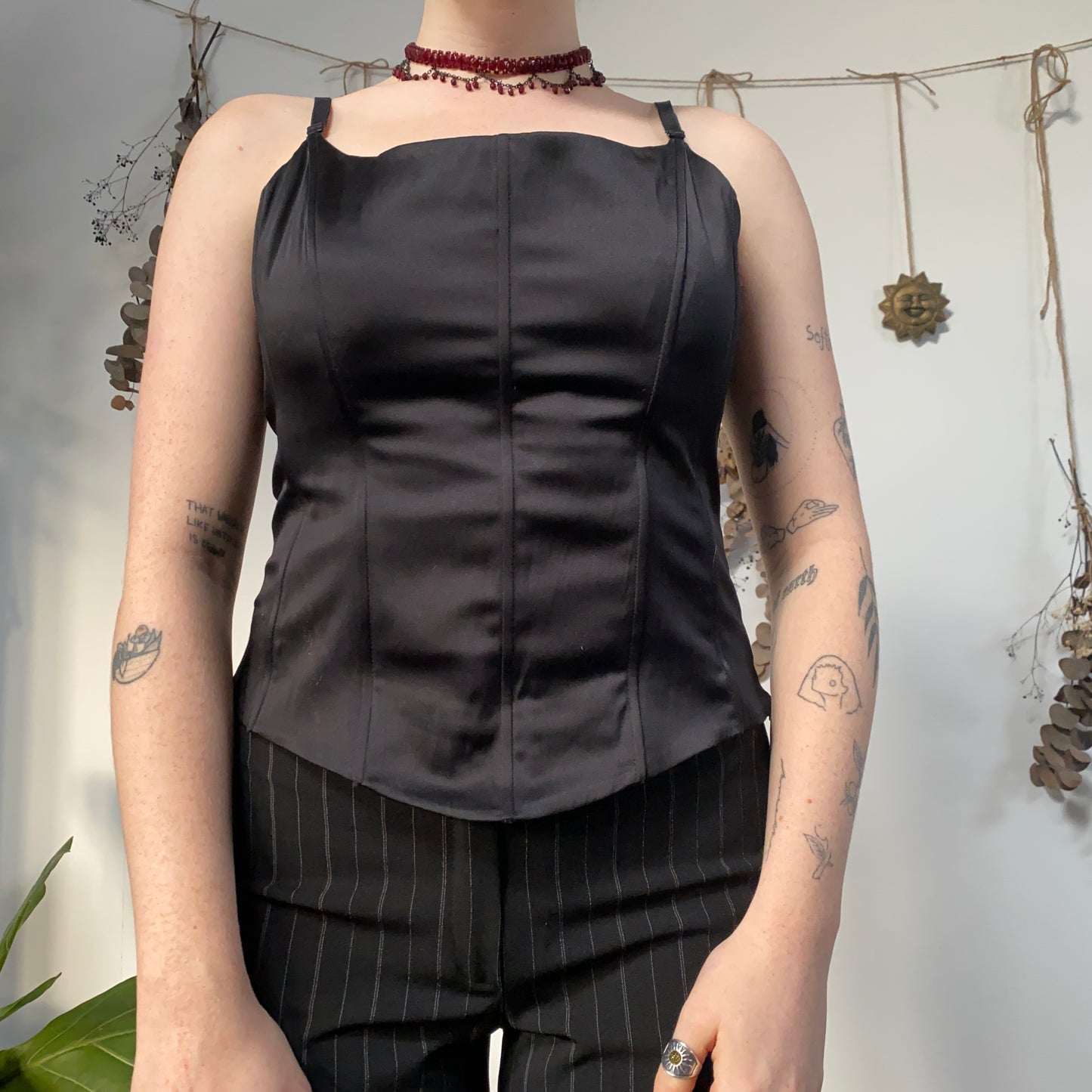 Black satin corset - size M