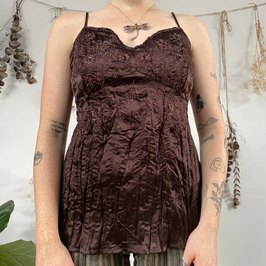 Crinkle embroidered cami - size M/L