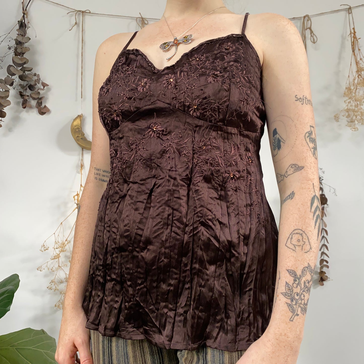 Crinkle embroidered cami - size M/L