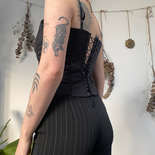Black satin corset - size M