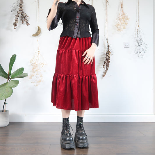 Red velvet skirt - size XS