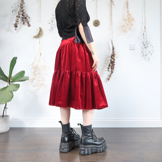 Red velvet skirt - size XS