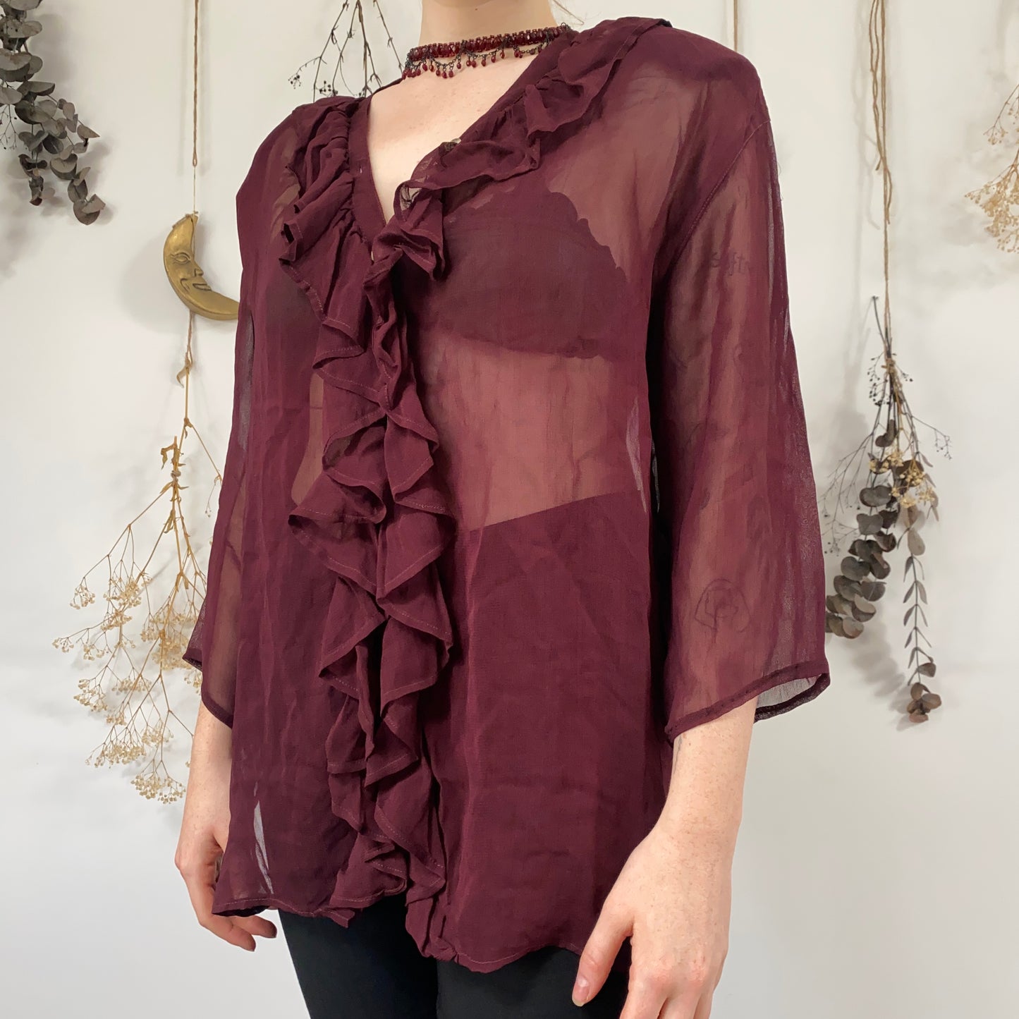 Burgundy blouse - size L/XL