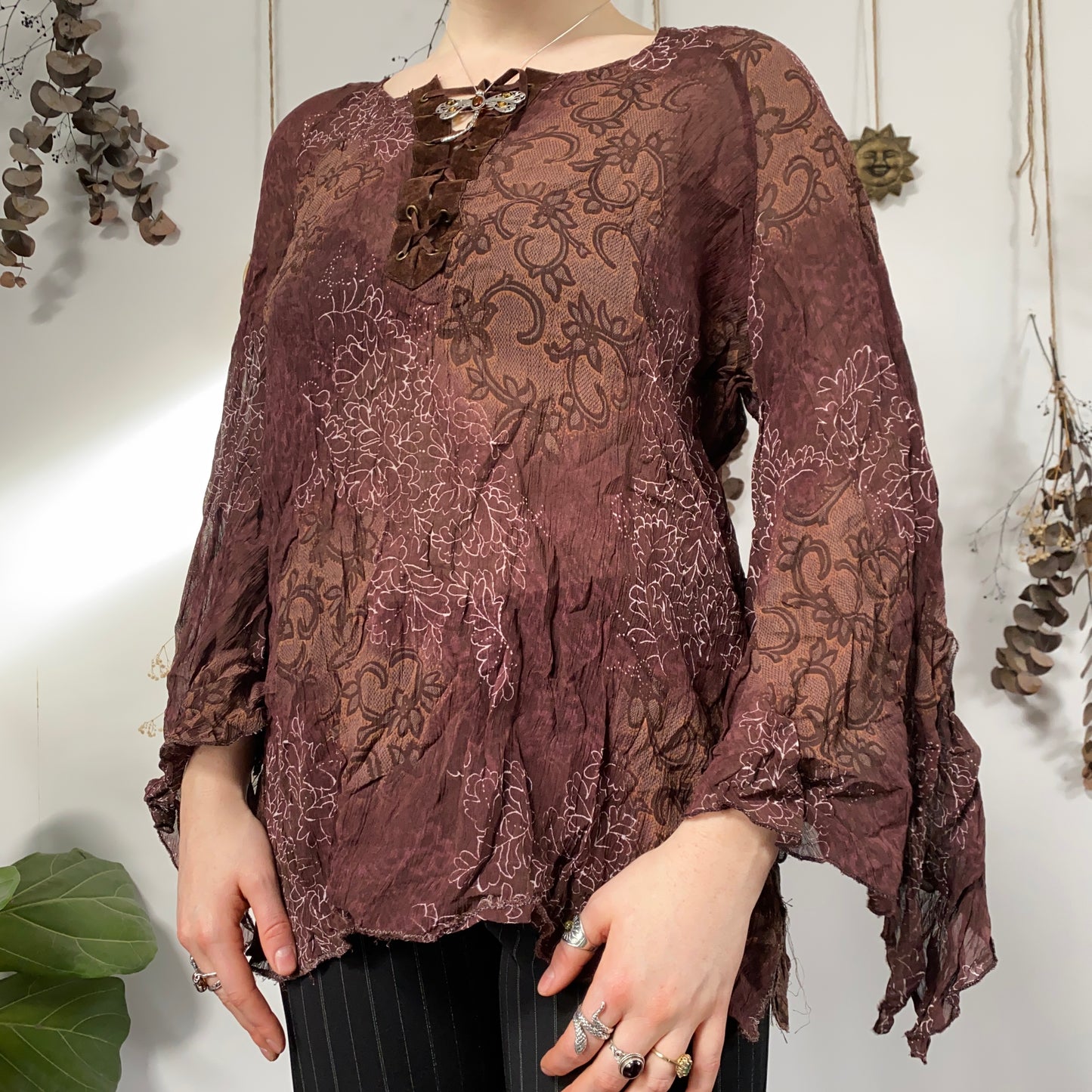 Brown floaty top - size L/XL