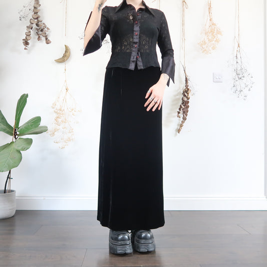 Black velvet skirt - size S