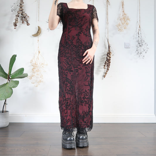 Black red beaded dress - size M