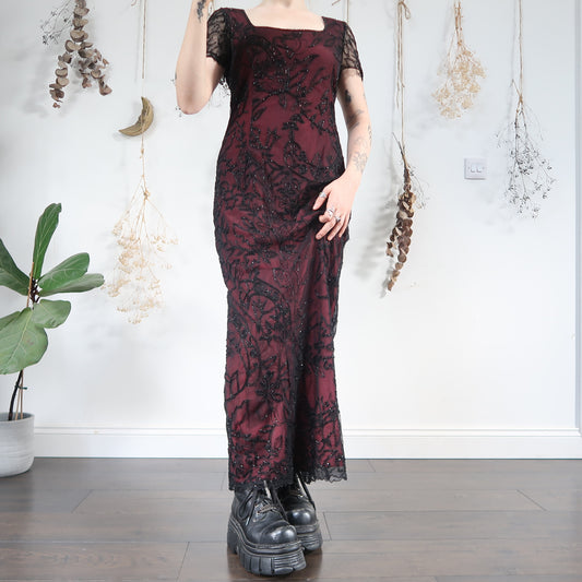 Black red beaded dress - size M