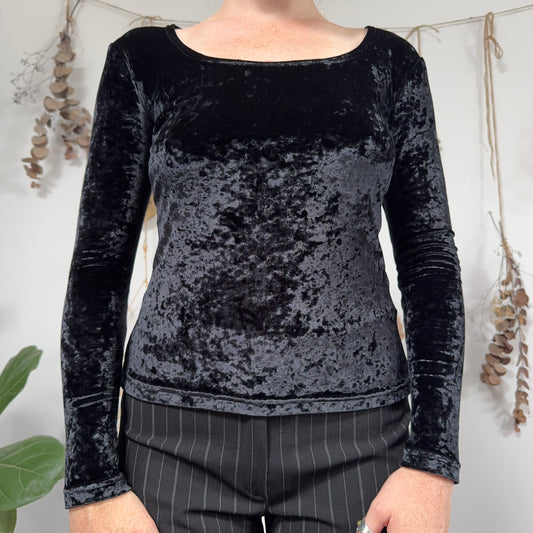 Black velvet top - size S/M