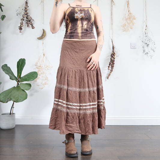 Brown tiered skirt - size M