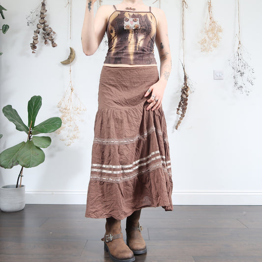Brown tiered skirt - size M