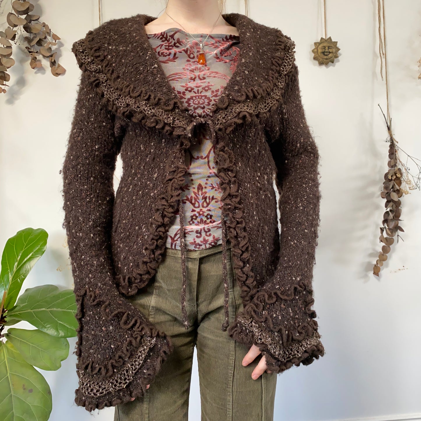 Brown knit cardigan - size M/L