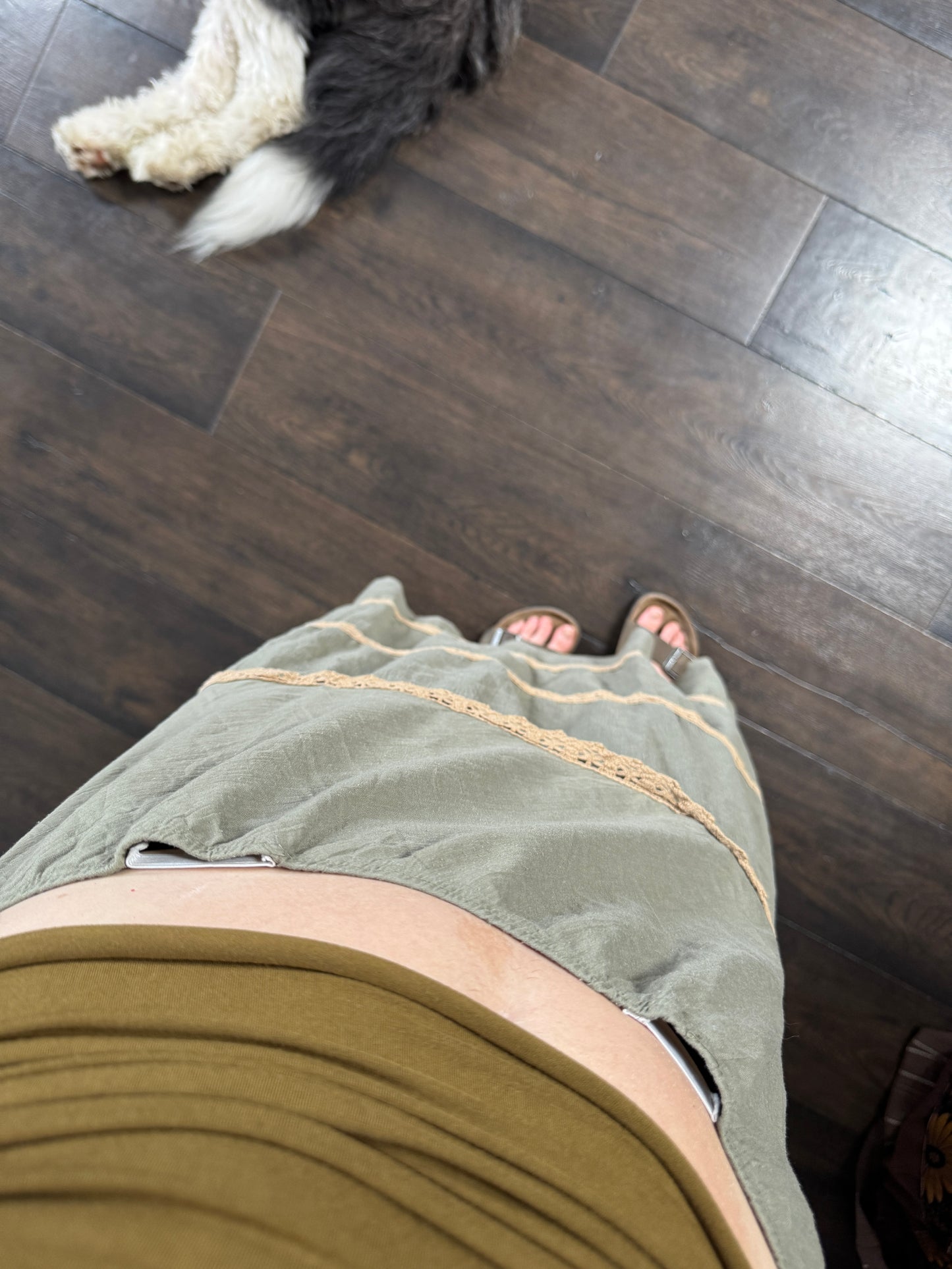 Green tiered skirt - size L