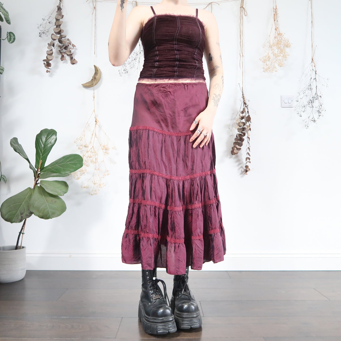 Purple tiered skirt - size M/L