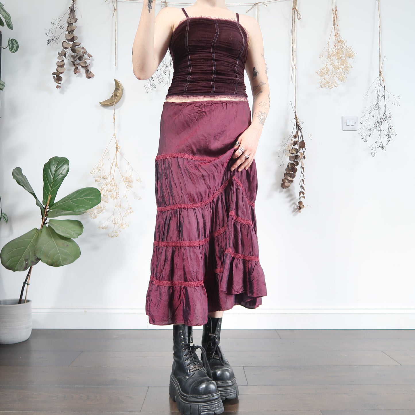 Purple tiered skirt - size M/L