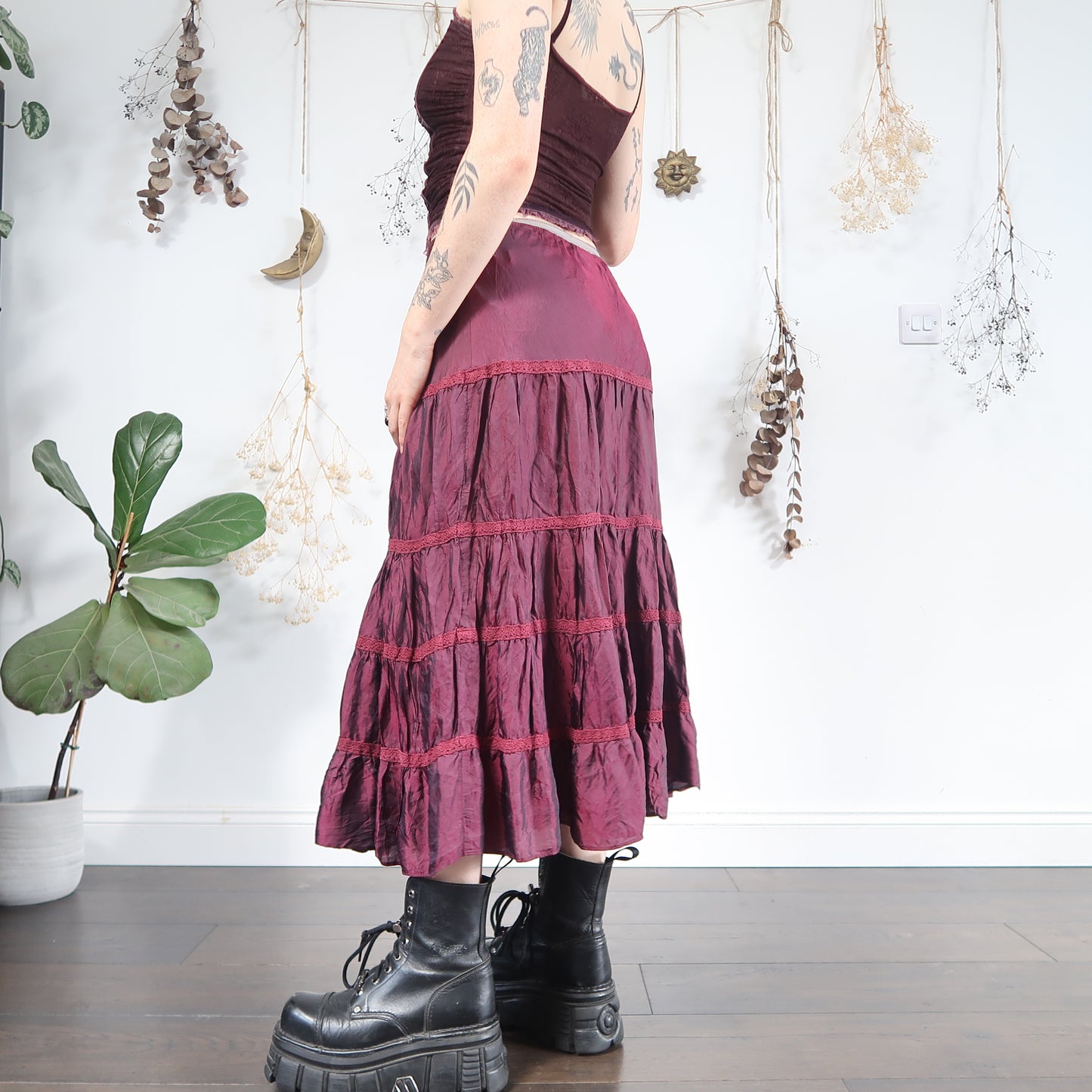 Purple tiered skirt - size M/L