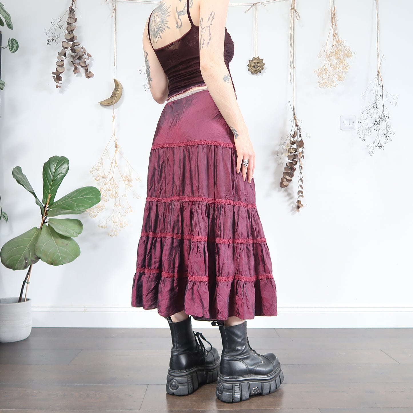 Purple tiered skirt - size M/L