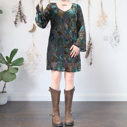 Velvet embossed dress - size L