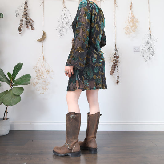 Velvet embossed dress - size L