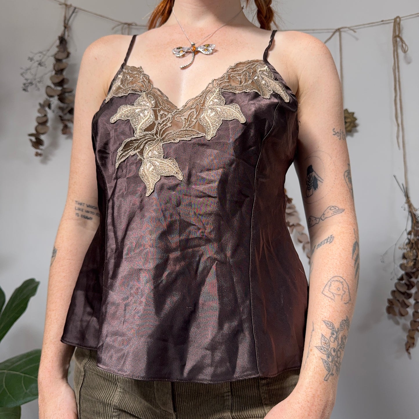 Brown satin cami - size M/L