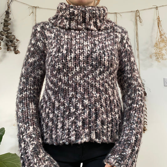 Purple chunky knit jumper - size L