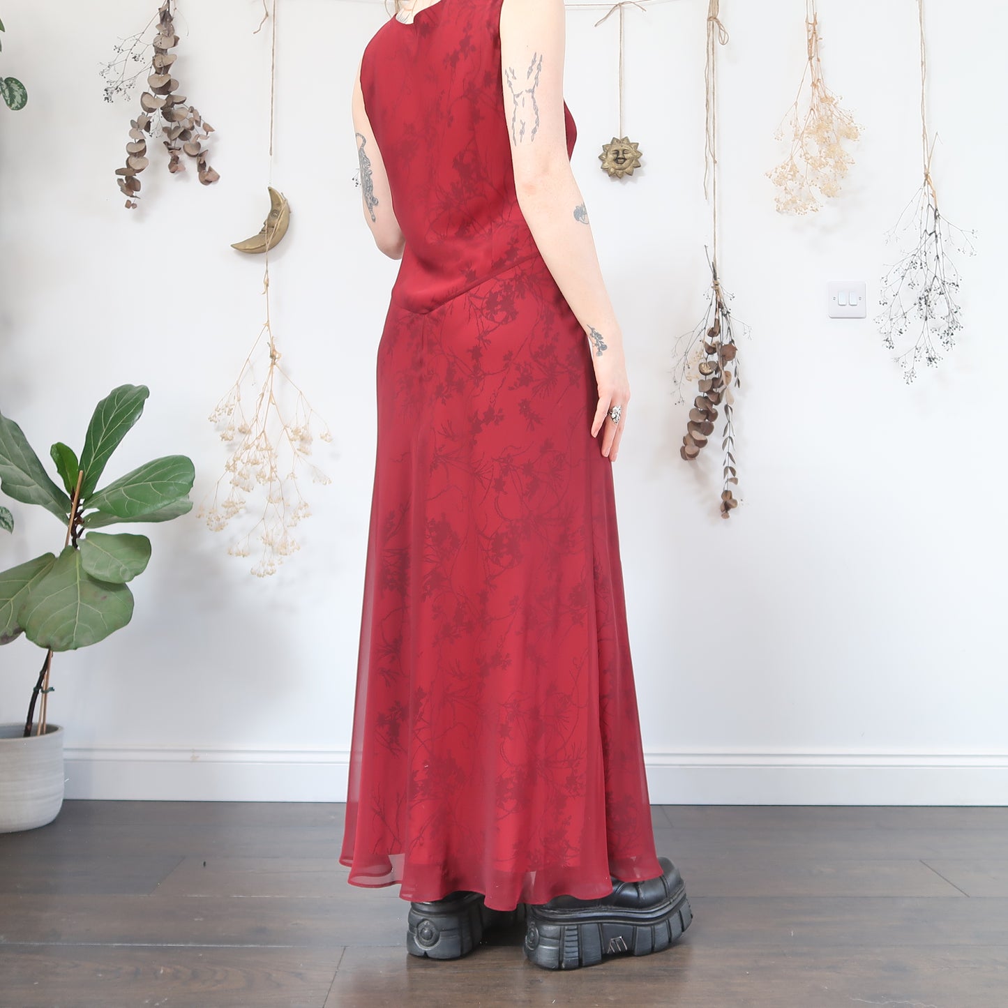 Red floral dress - size M