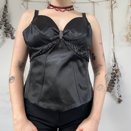 Black satin corset - size 12/14