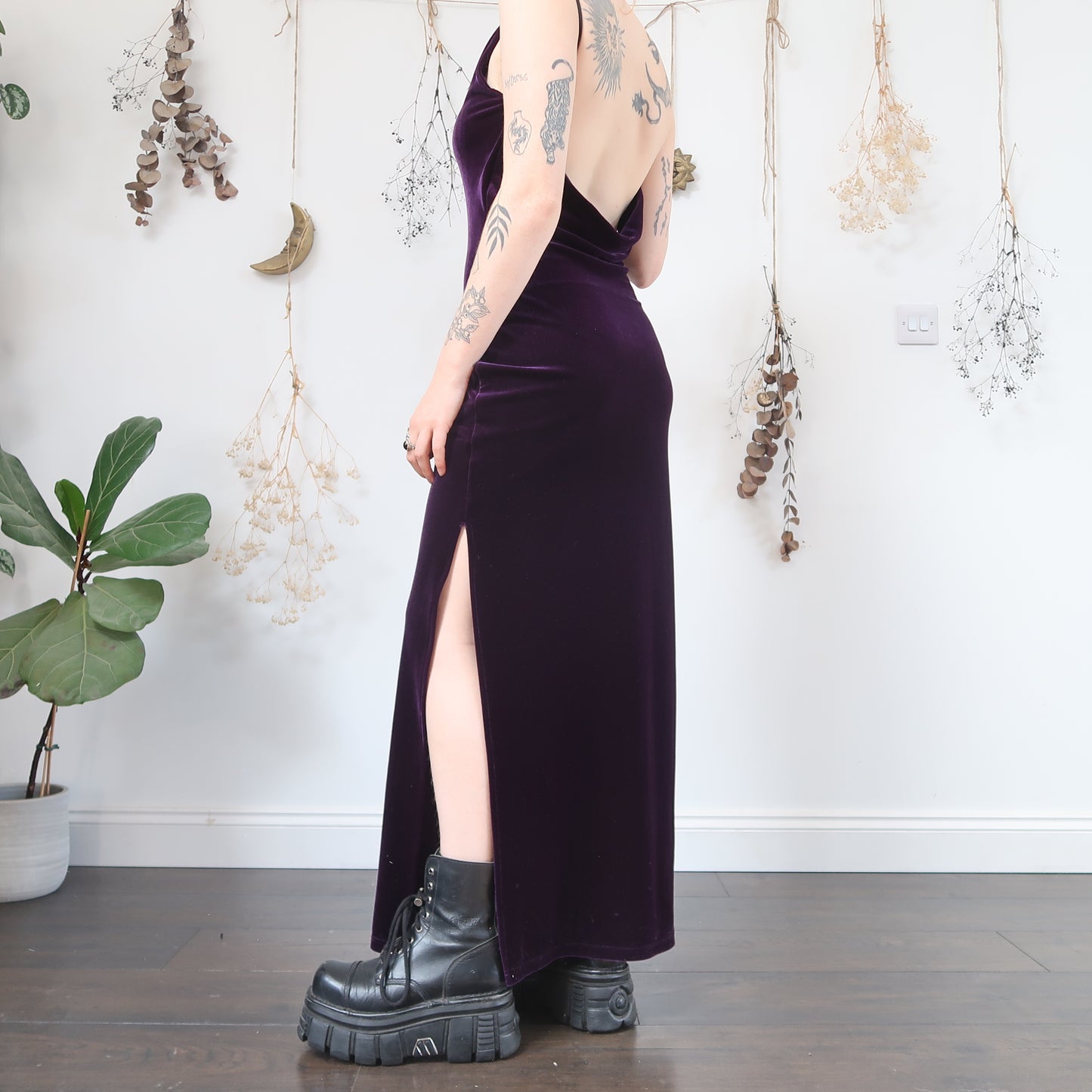 Purple velvet dress - size S/M