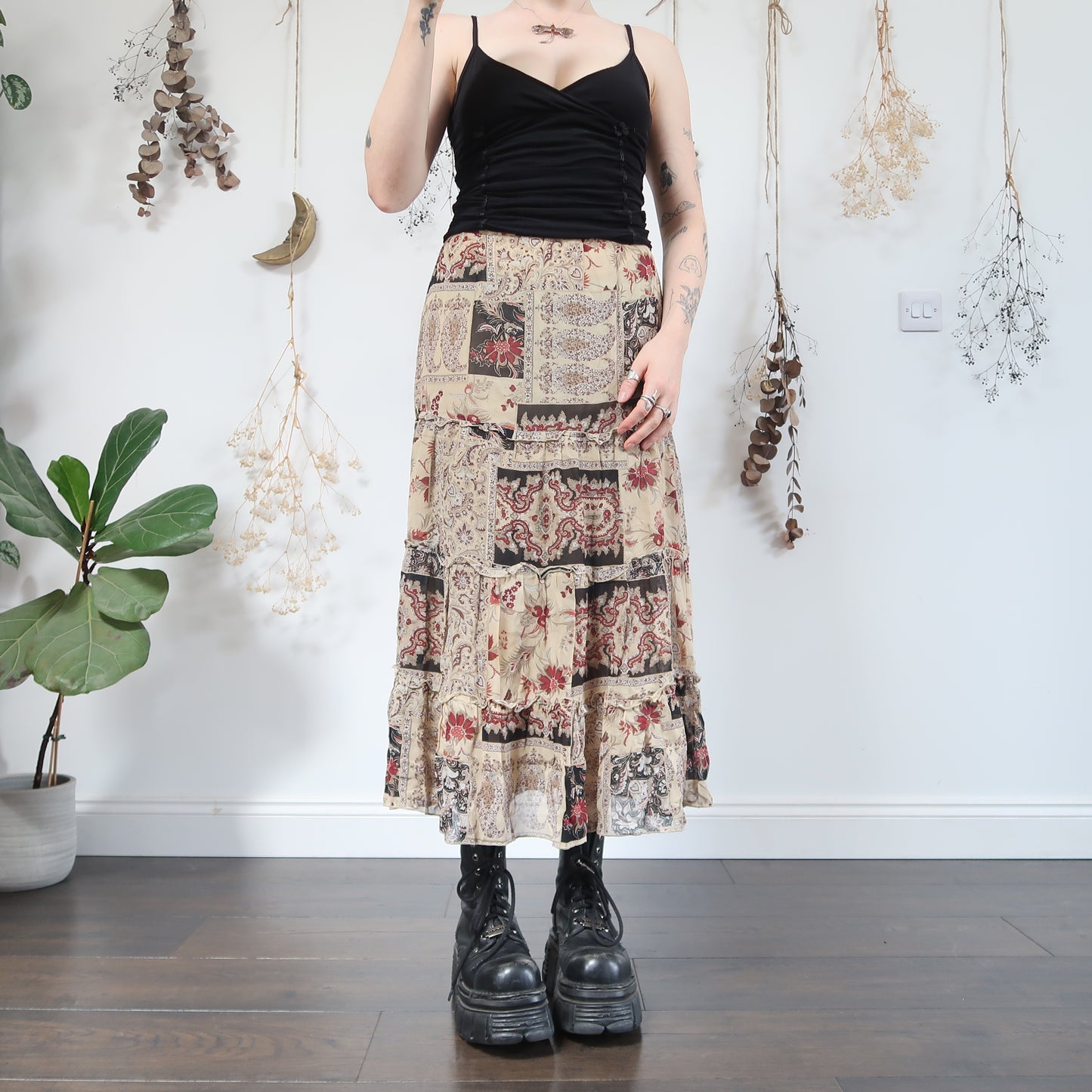 Earthy patchwork skirt - size S/M