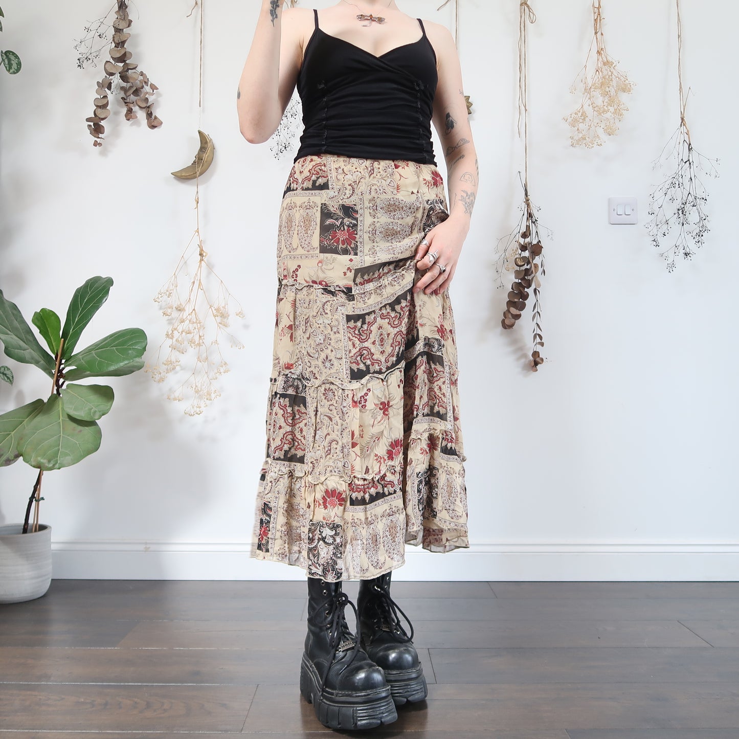 Earthy patchwork skirt - size S/M