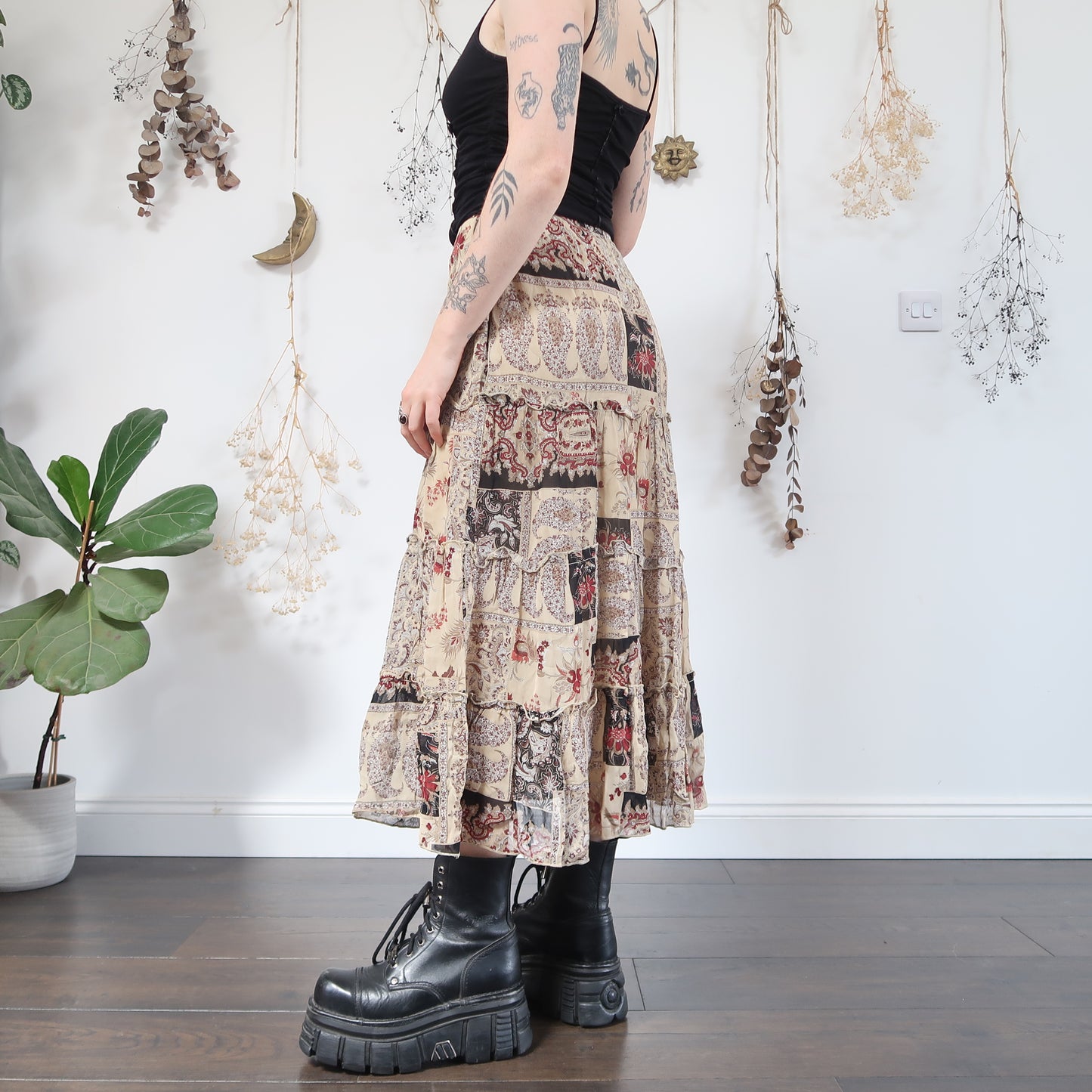 Earthy patchwork skirt - size S/M