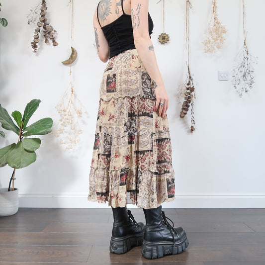Earthy patchwork skirt - size S/M