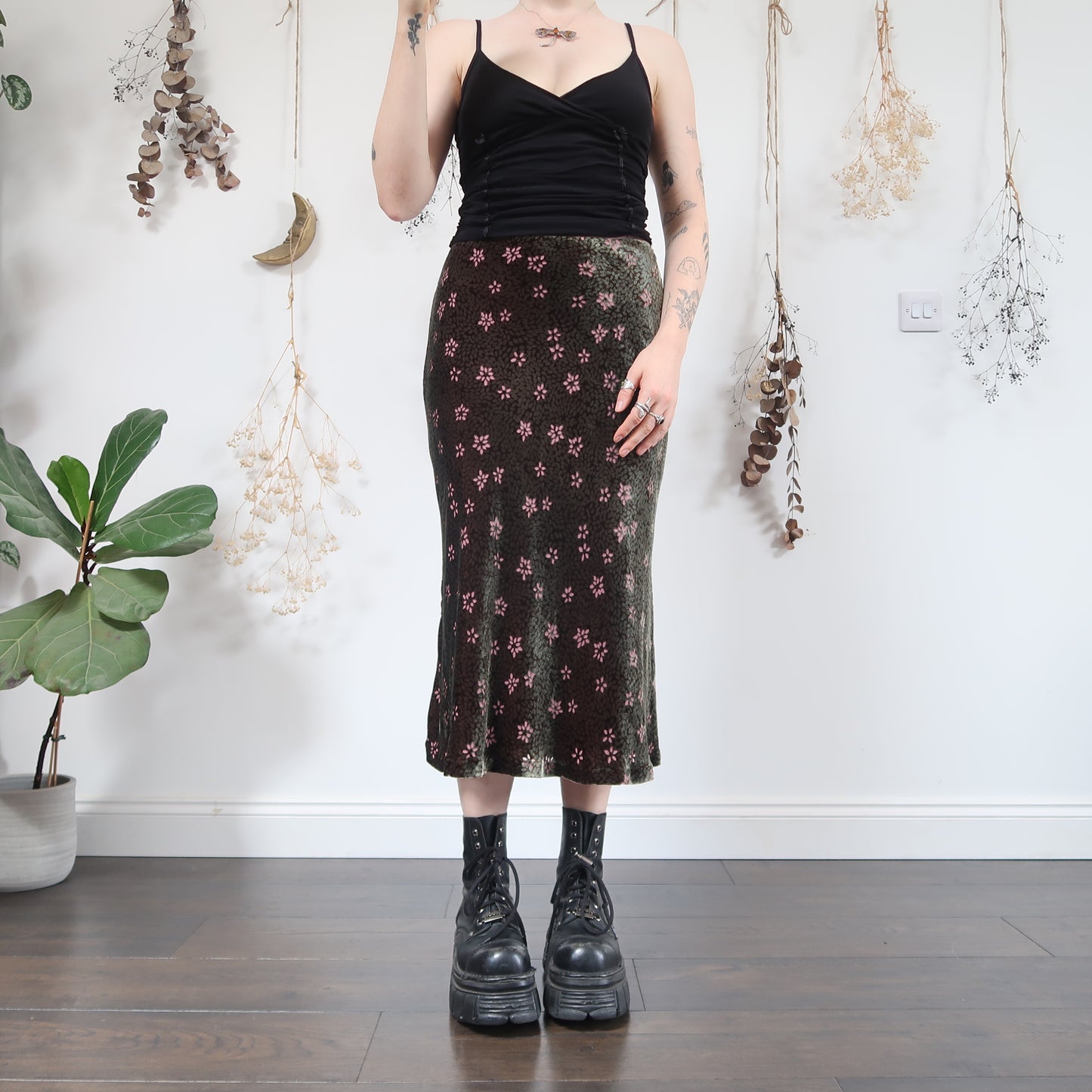 Green velvet skirt - size S