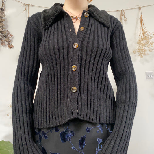 Black knit cardigan - size L