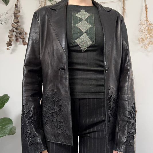 Black leather jacket - size M/L