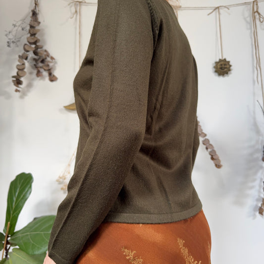 Khaki cardigan top - size M