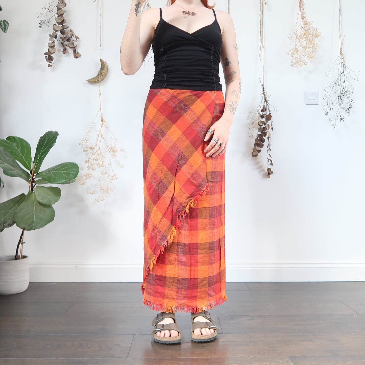 Orange plaid skirt - size M