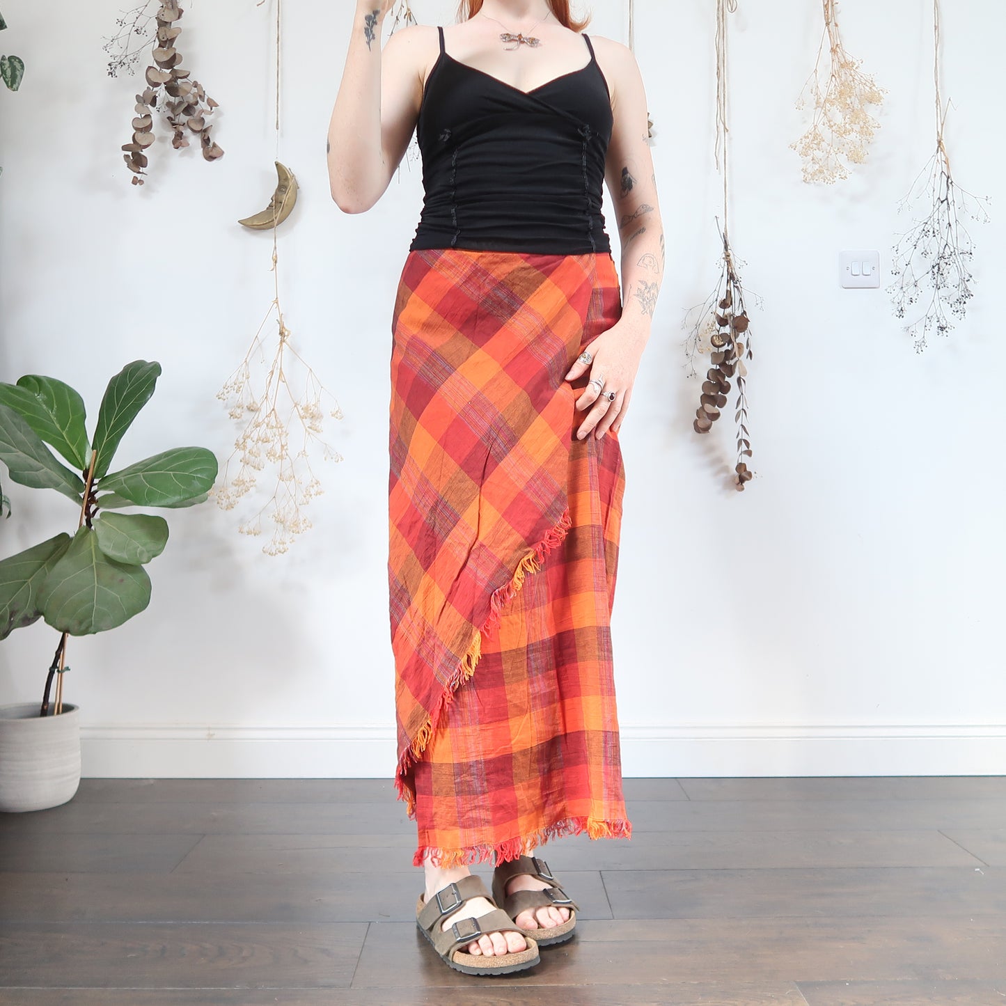 Orange plaid skirt - size M