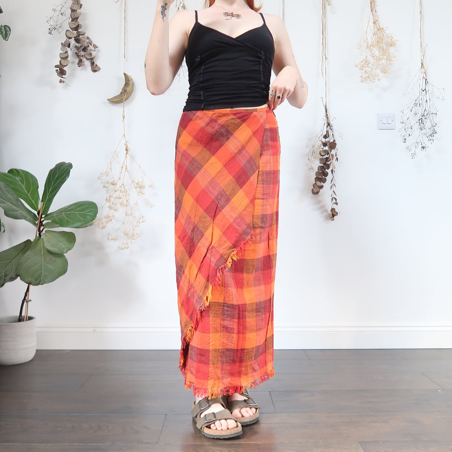 Orange plaid skirt - size M