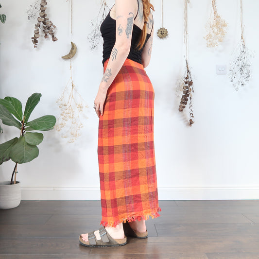 Orange plaid skirt - size M