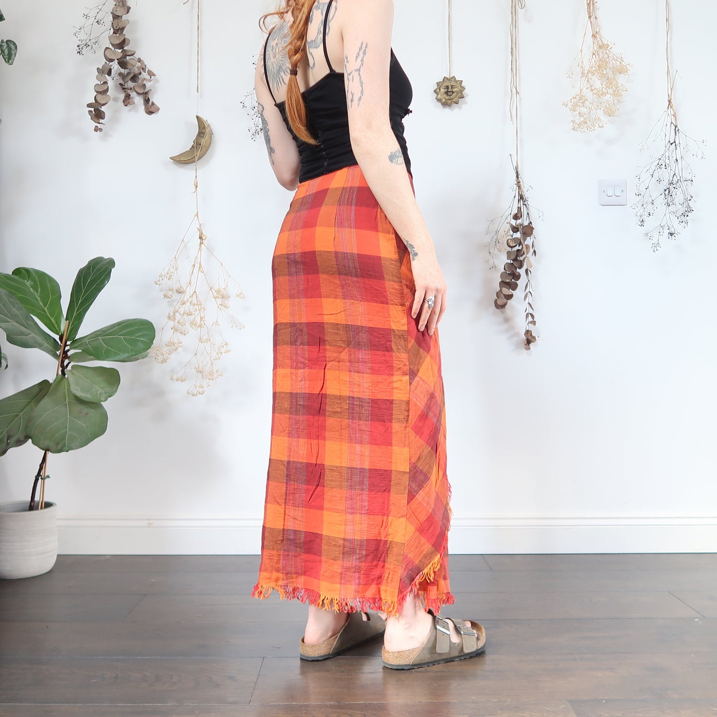 Orange plaid skirt - size M