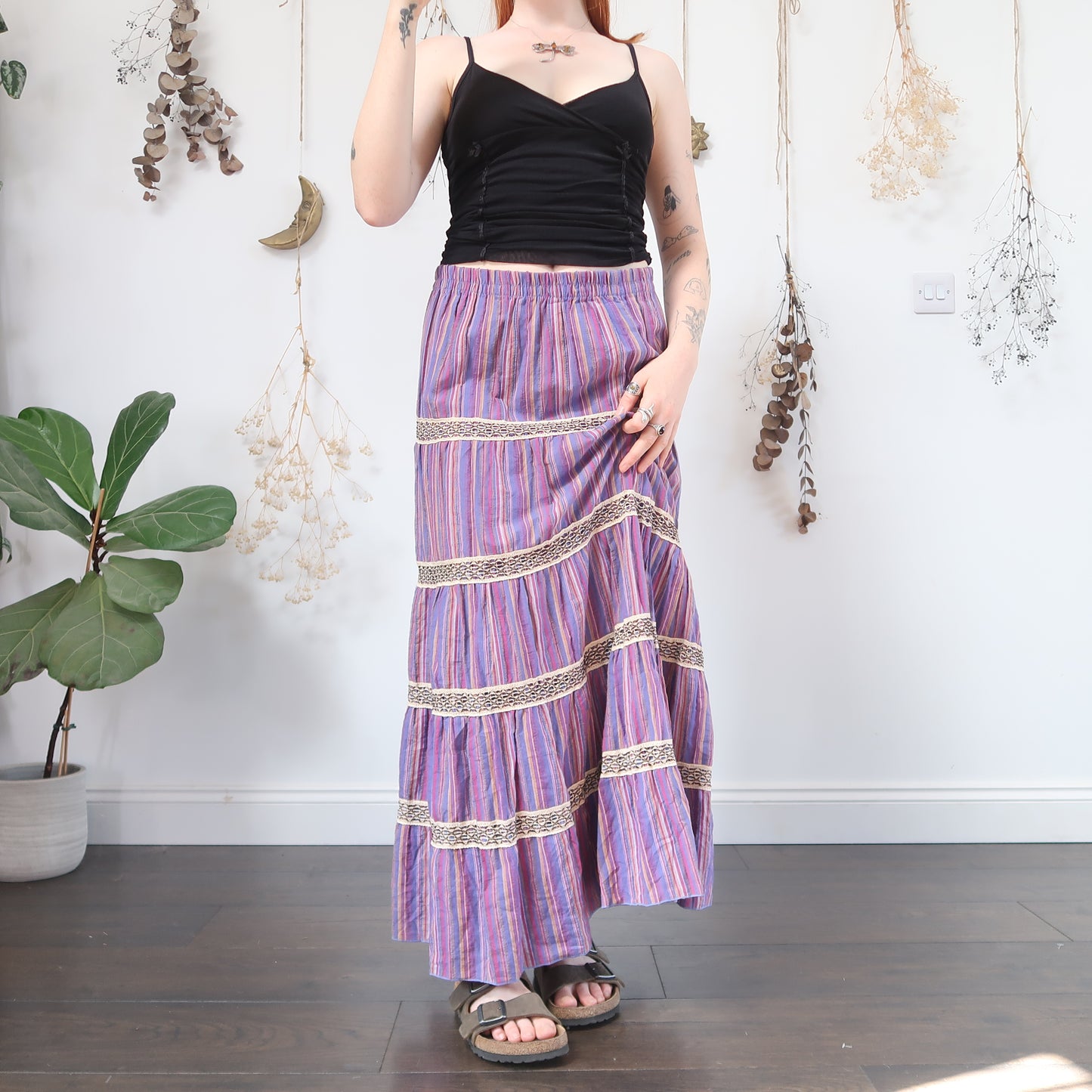 Purple striped skirt - size M/L