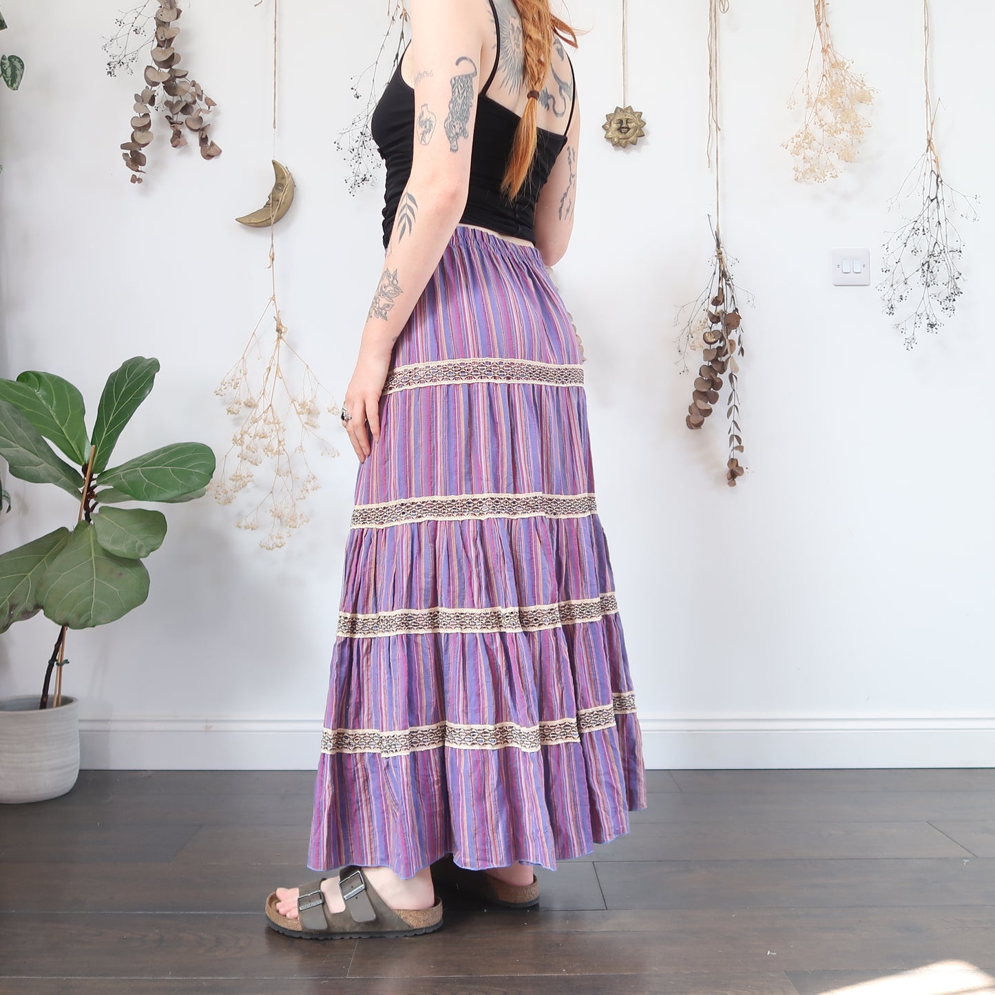 Purple striped skirt - size M/L