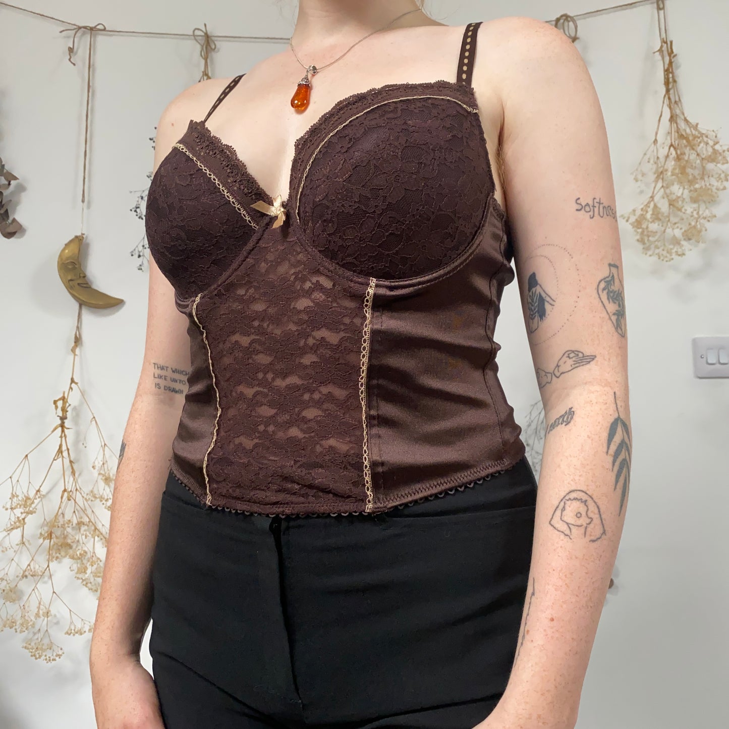 Brown lace corset - size M/L
