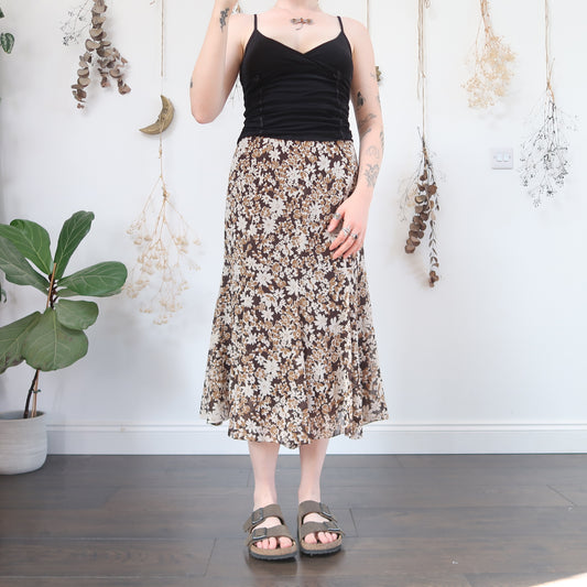 Brown floral skirt - size S