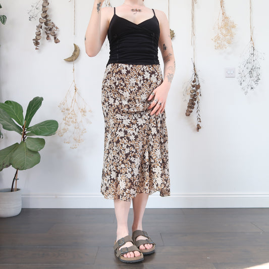Brown floral skirt - size S