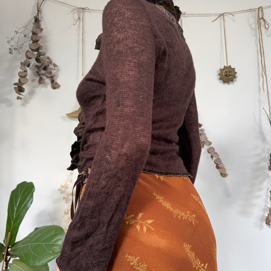 Brown knit whimsical top - size M