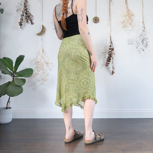 Green mesh midi skirt - size M