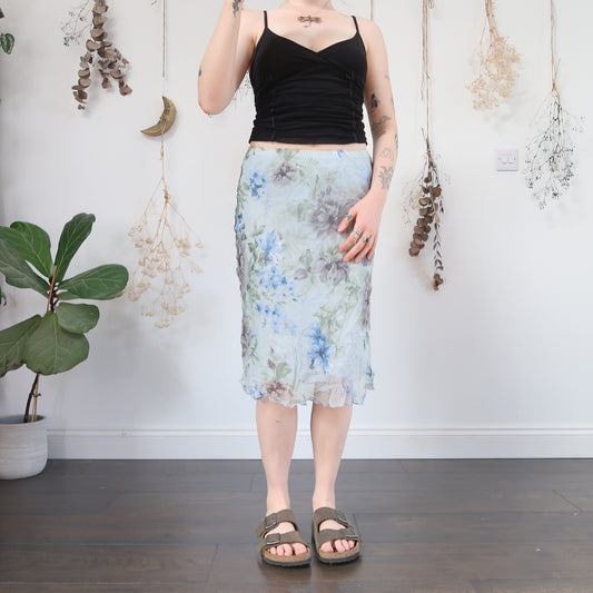 Blue floral skirt - size S